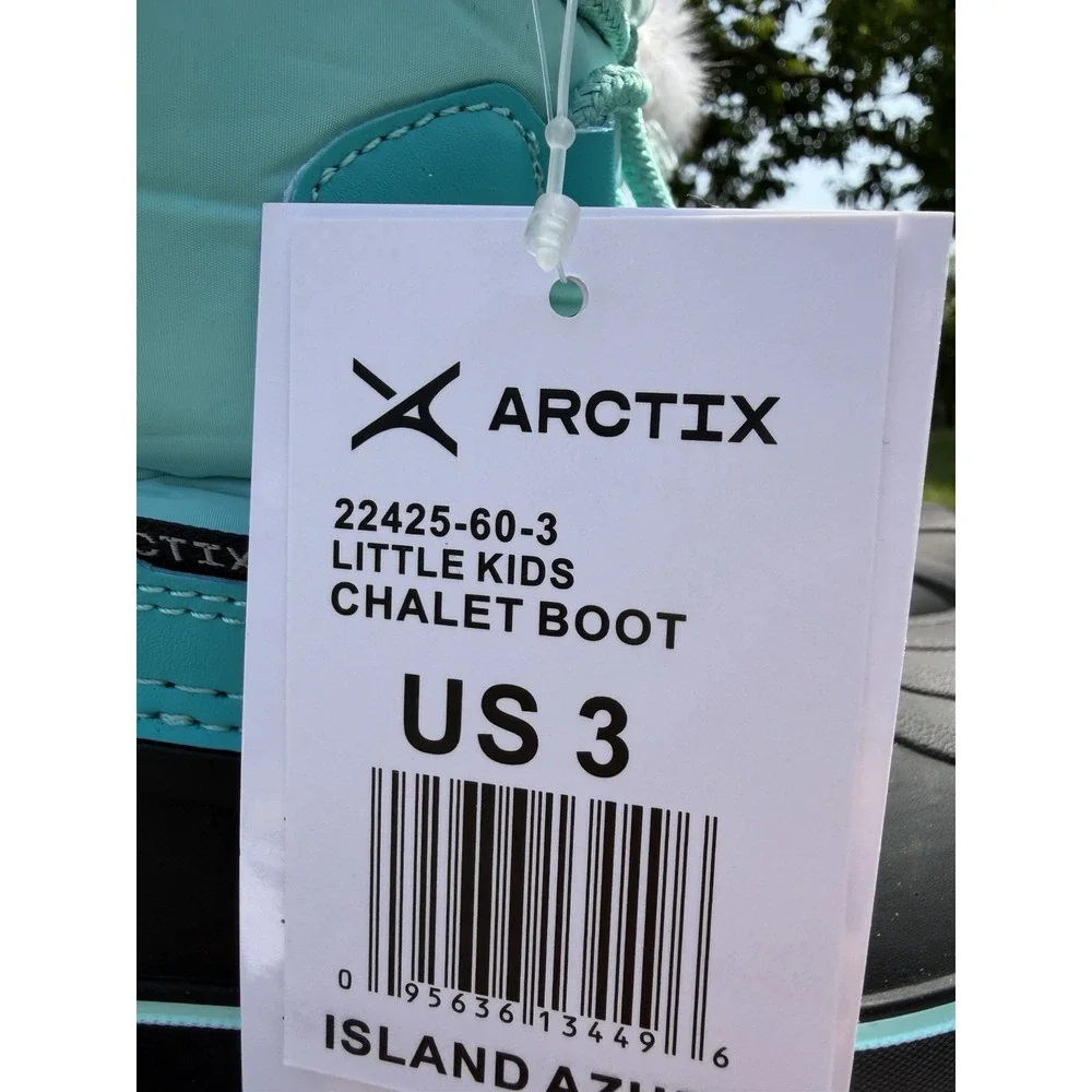 NWT Arctix Kids Chalet Snow Boots US 3 Island Azure Waterproof Faux Fur Winter